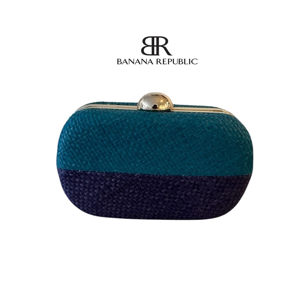 Banana Republic EUC Teal and Navy Michelle Clutch with Chain Strap